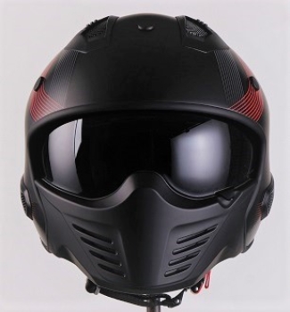 Preview: Helm VITO JET BRUZANO schwarz-matt/rot
